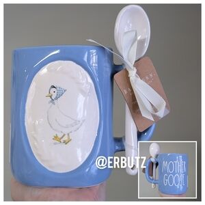 Rae Dunn MOTHER GOOSE Double Sided Mug with Ceramic Spoon 🪿